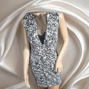 Alphorria Cult Stunning Black White Tweed Sleeveless Mini Dress Modern Size SP